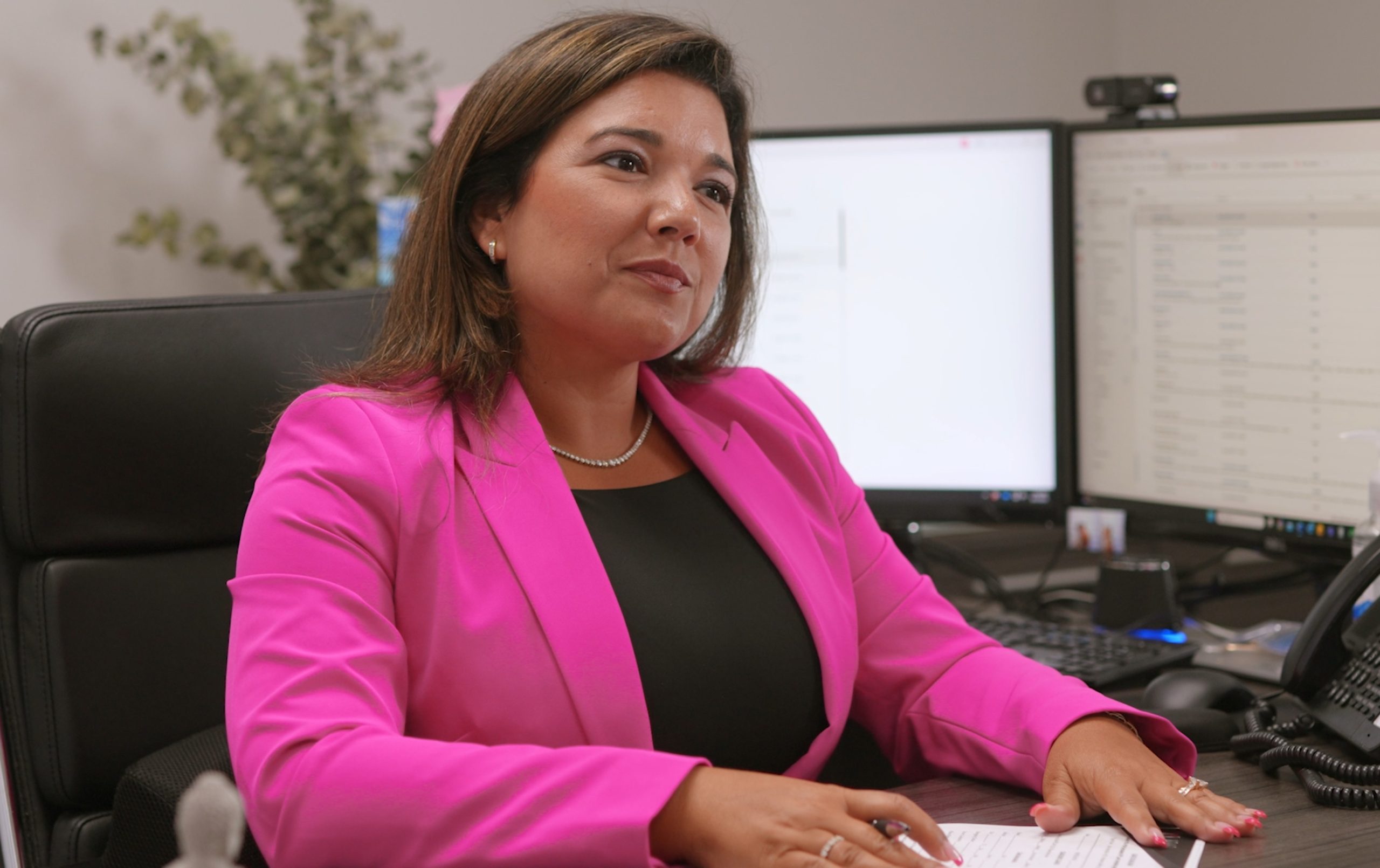 Vanessa N. Perez, personal injury attorney at her desk at VP Law in Davie FL